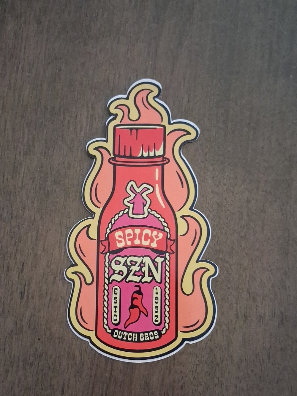 Dutch Bros Spicy Sauce Sticker - Red & Orange & Yellow